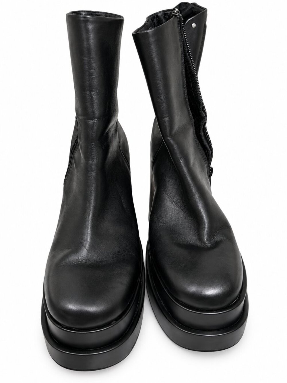 Steve Madden COBRA Black Double Platform Ankle Boots 8.5 Y2K Chunky Heels